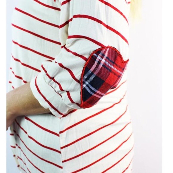 Red Stripe Long Sleeve Top with Tie Front - Picture 3 of 3